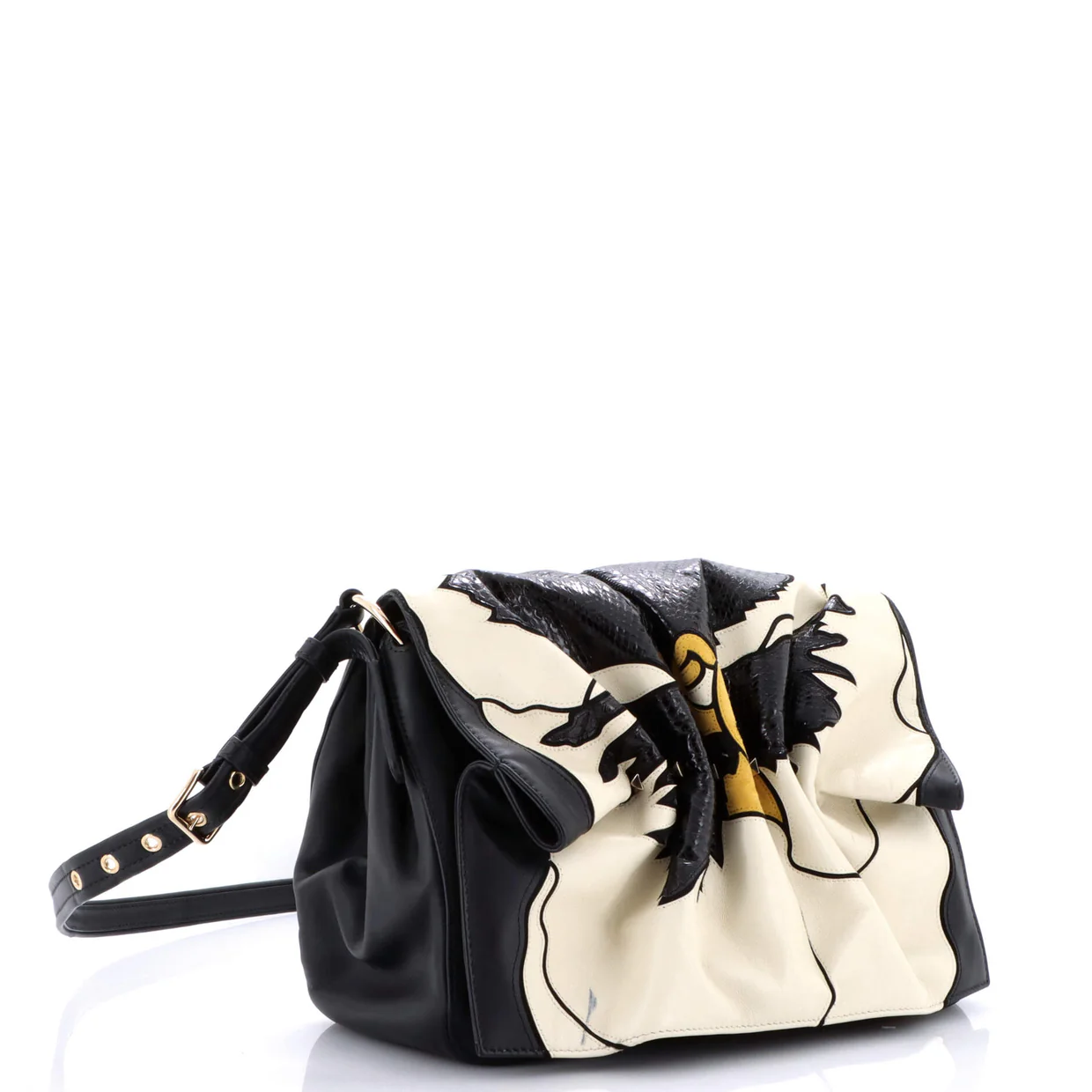 Bloomy Shoulder Bag Patchwork Leather and Snakeskin Medium - Deep Luxury