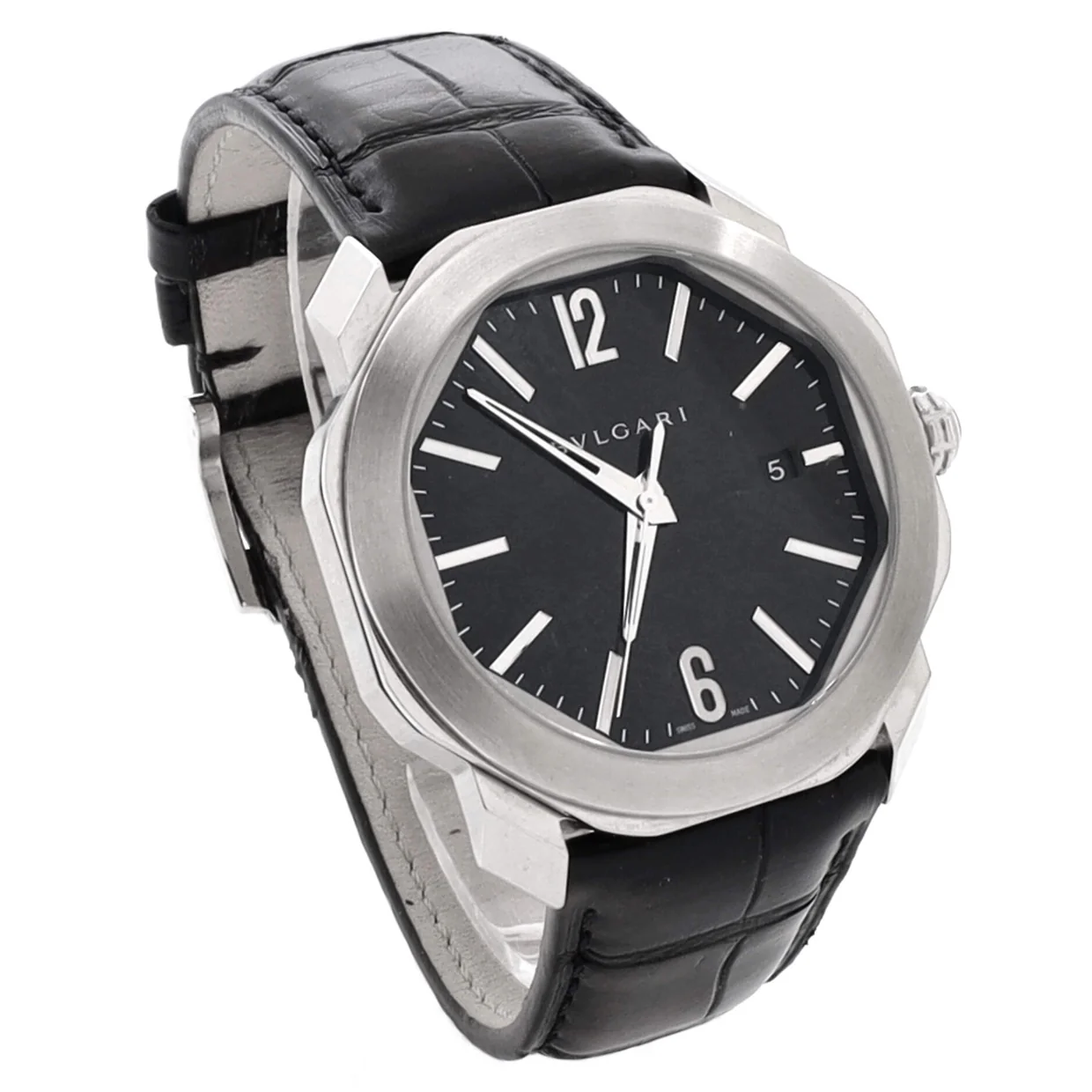 Octo Roma Automatic Watch Stainless Steel and Alligator 41 - Deep Luxury