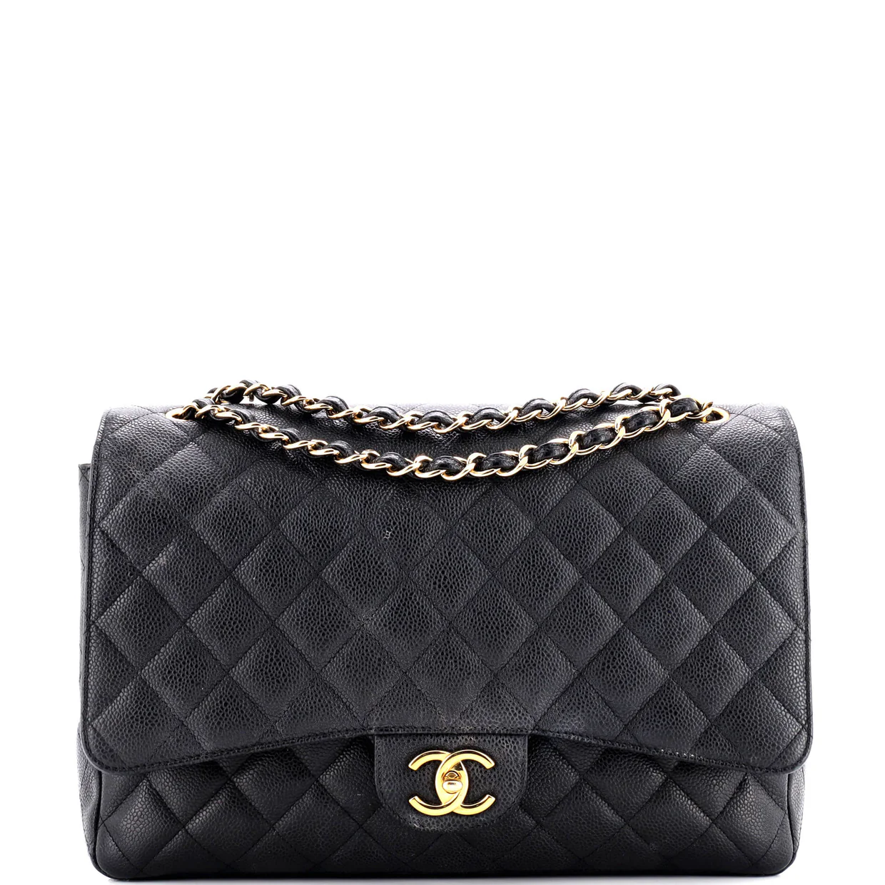 Classic Double Flap Bag Quilted Caviar Maxi - Deep Luxury