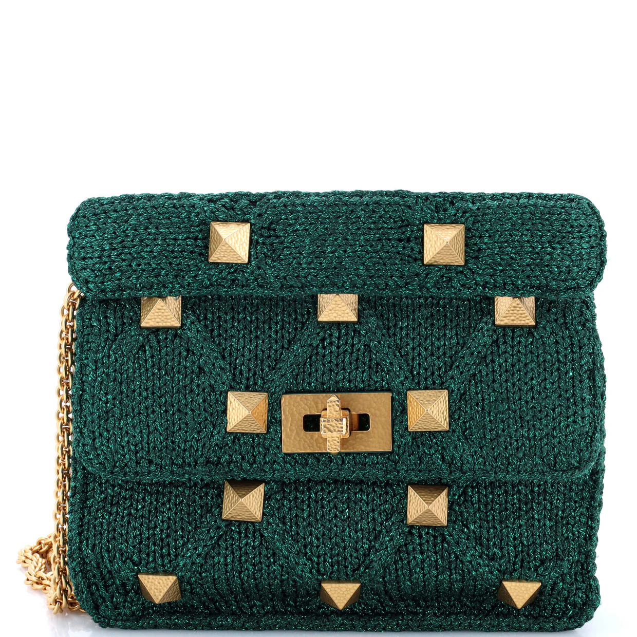 Roman Stud Flap Bag Quilted Knit Large - Deep Luxury