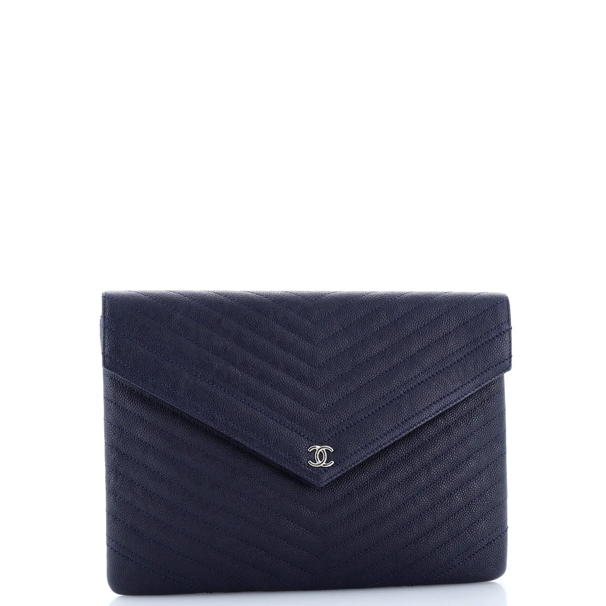Statement Pouch Chevron Caviar Large - Deep Luxury