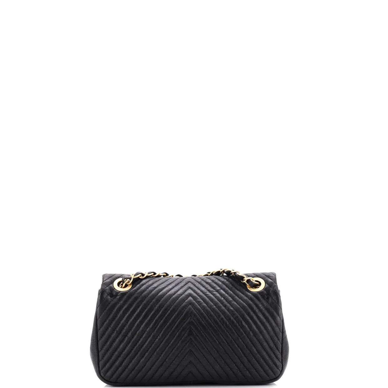 Medallion Charm Flap Bag Chevron Wrinkled Lambskin Small - Deep Luxury