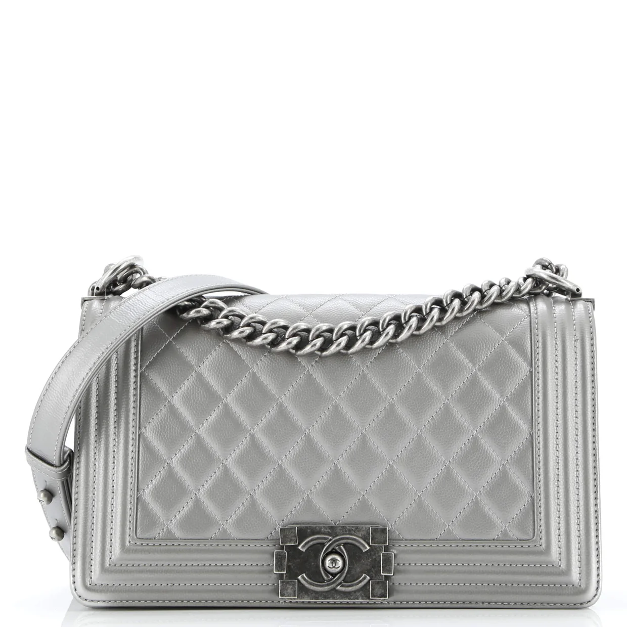 Boy Flap Bag Quilted Caviar Old Medium - Deep Luxury