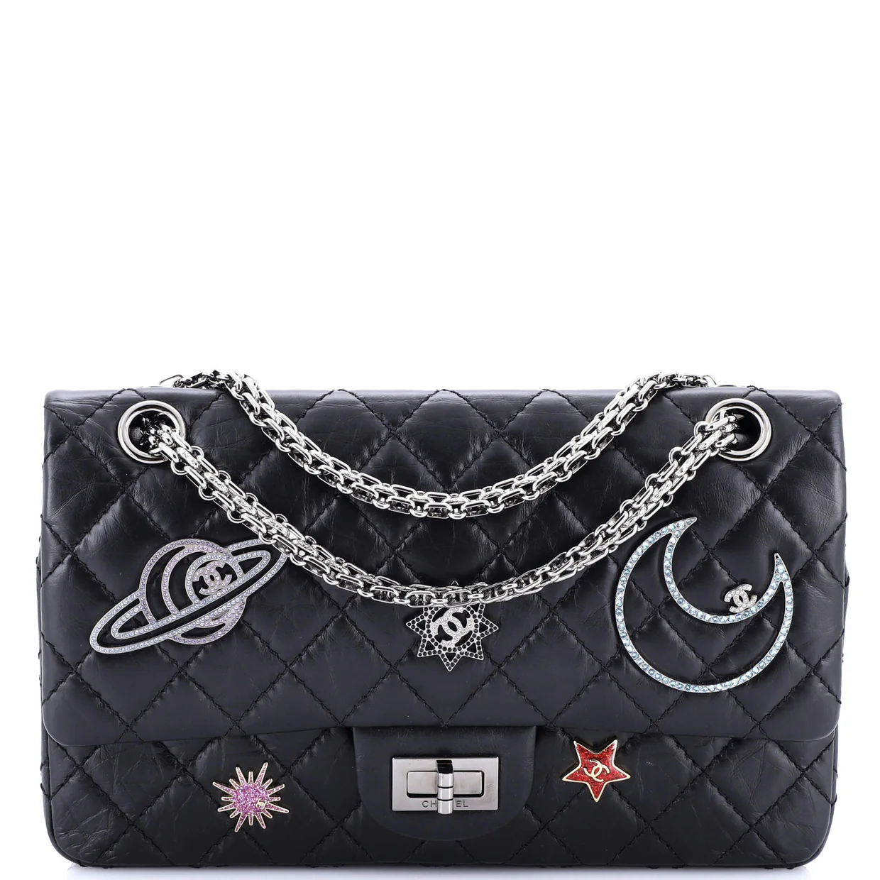 Space Charms Reissue 2.55 Flap Bag Quilted Aged Calfskin 225 - Deep Luxury