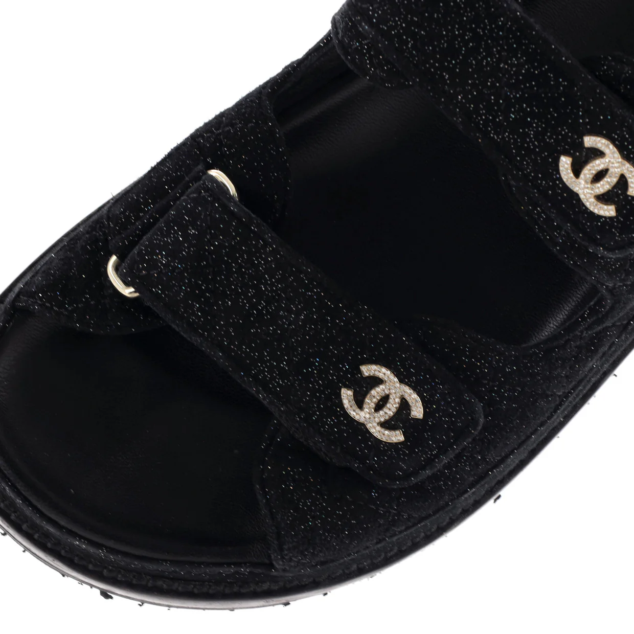 Women's Velcro Dad Sandals Quilted Glitter Suede - Deep Luxury