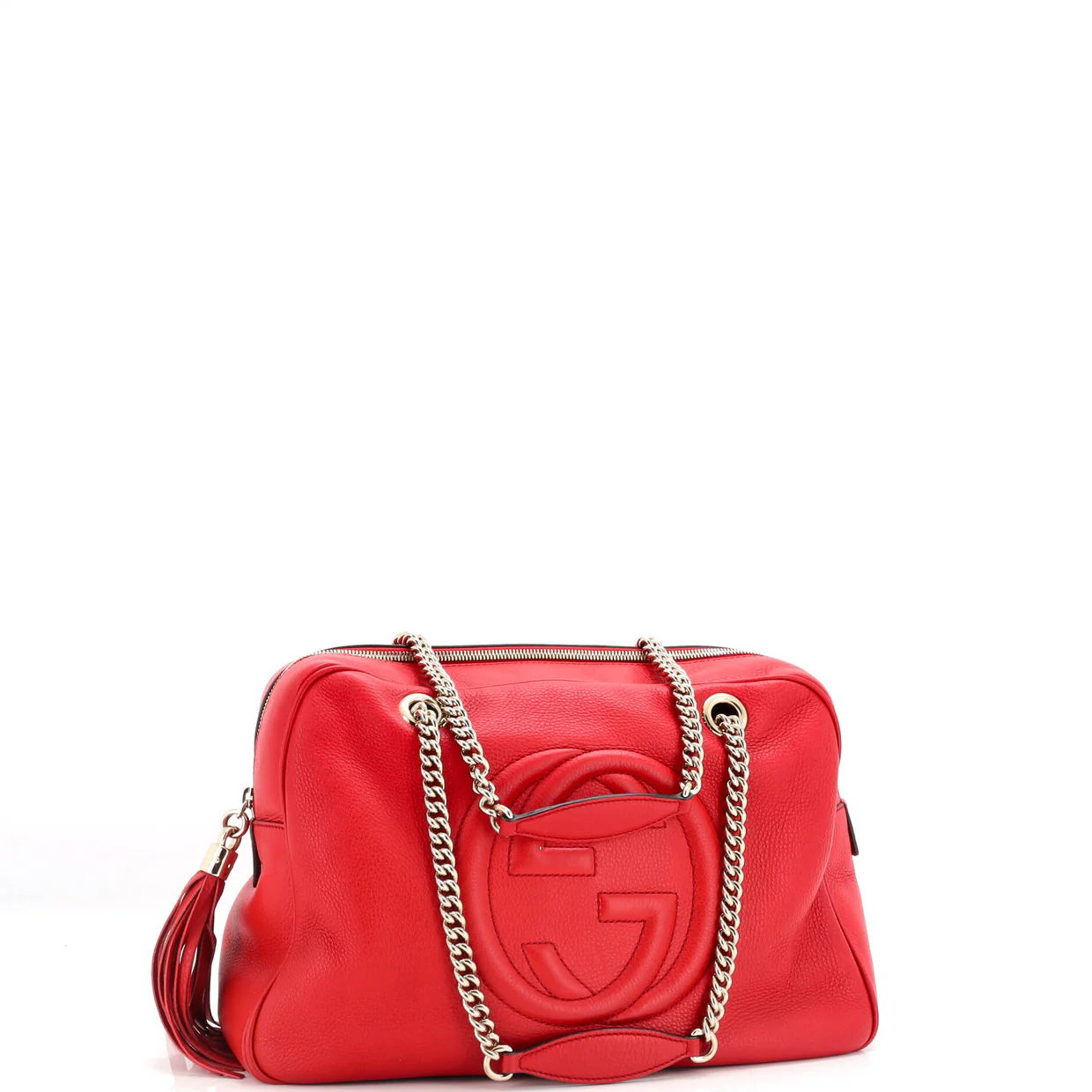 Soho Chain Zip Shoulder Bag Leather Medium - Deep Luxury