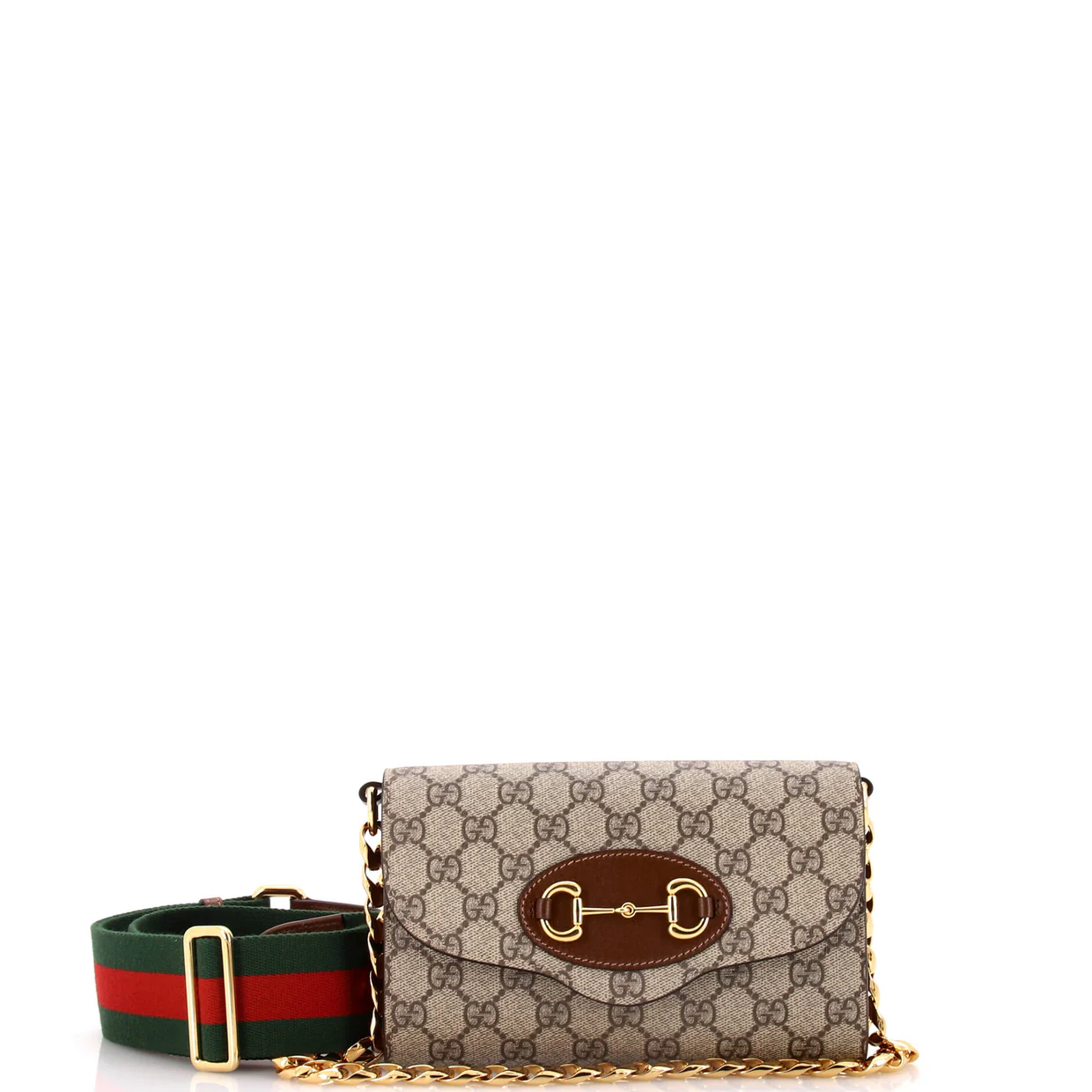 Horsebit 1955 Curved Flap Shoulder Bag GG Coated Canvas Mini - Deep Luxury