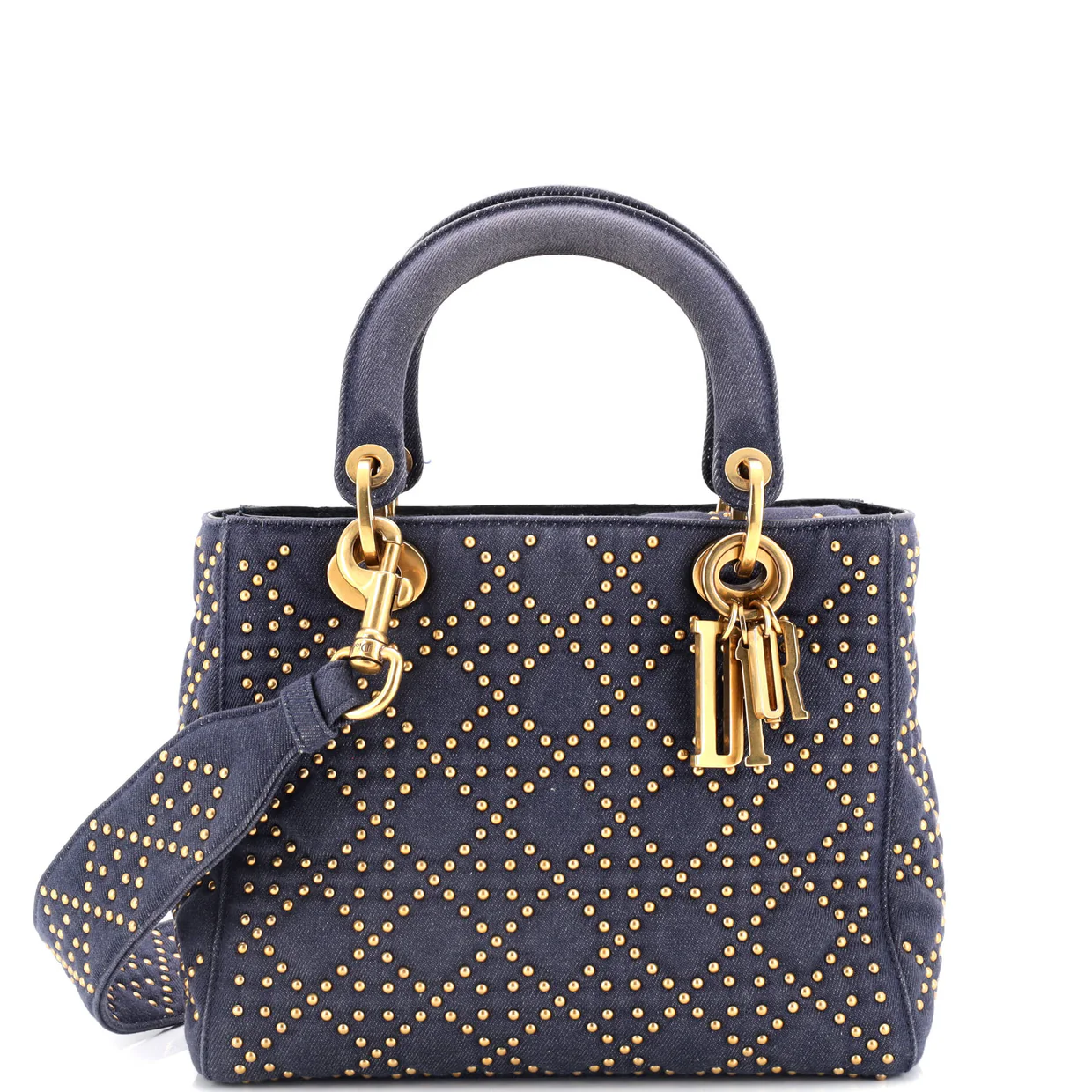 Supple Lady Dior Bag Cannage Studded Denim Medium - Deep Luxury