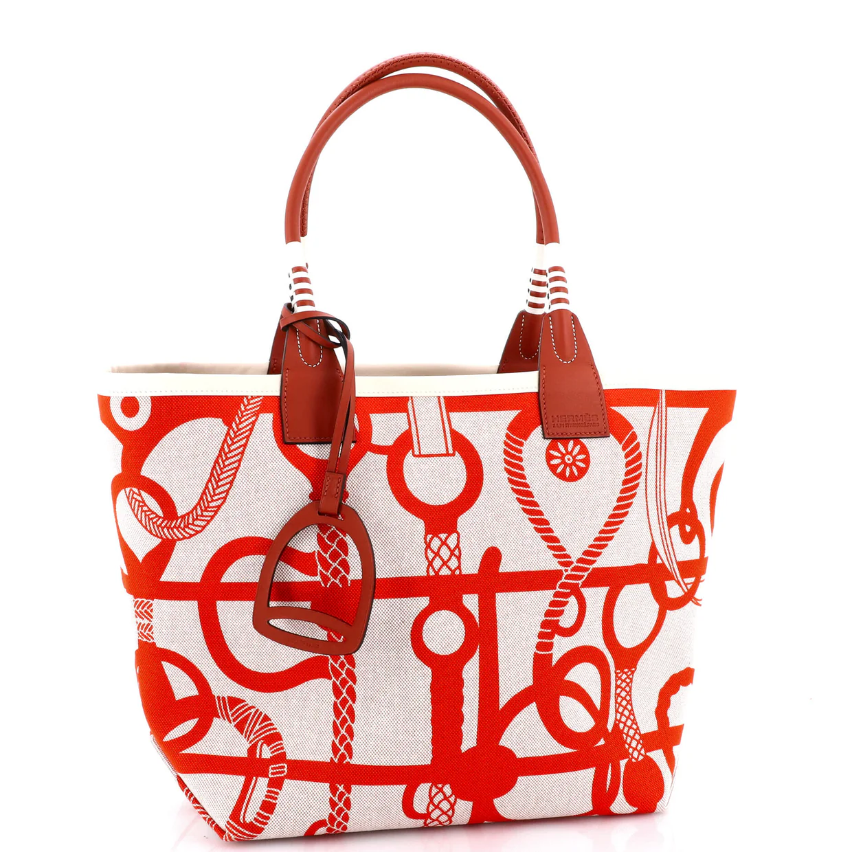 Sac Steeple Tote Printed Toile with Leather 28 - Deep Luxury