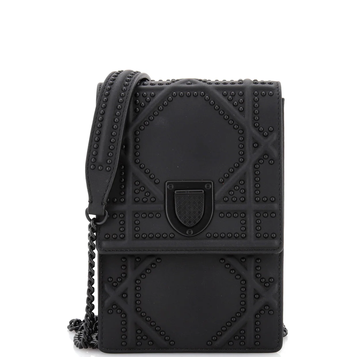 Ultra Matte Diorama Vertical Clutch on Chain Studded Leather - Deep Luxury