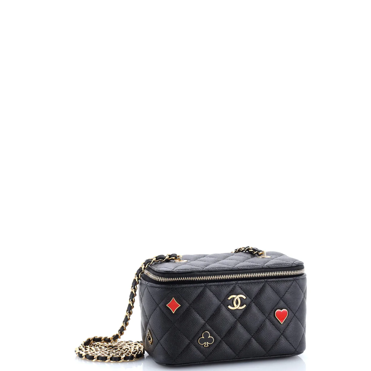 Coco Casino Vanity Case with Chain Quilted Caviar Small - Deep Luxury