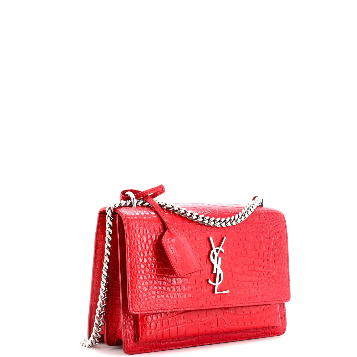 Sunset Crossbody Bag Crocodile Embossed Leather Medium - Deep Luxury