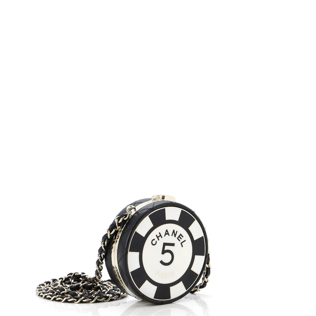 Poker Chip Clutch With Chain Quilted Lambskin with Enamel - Deep Luxury