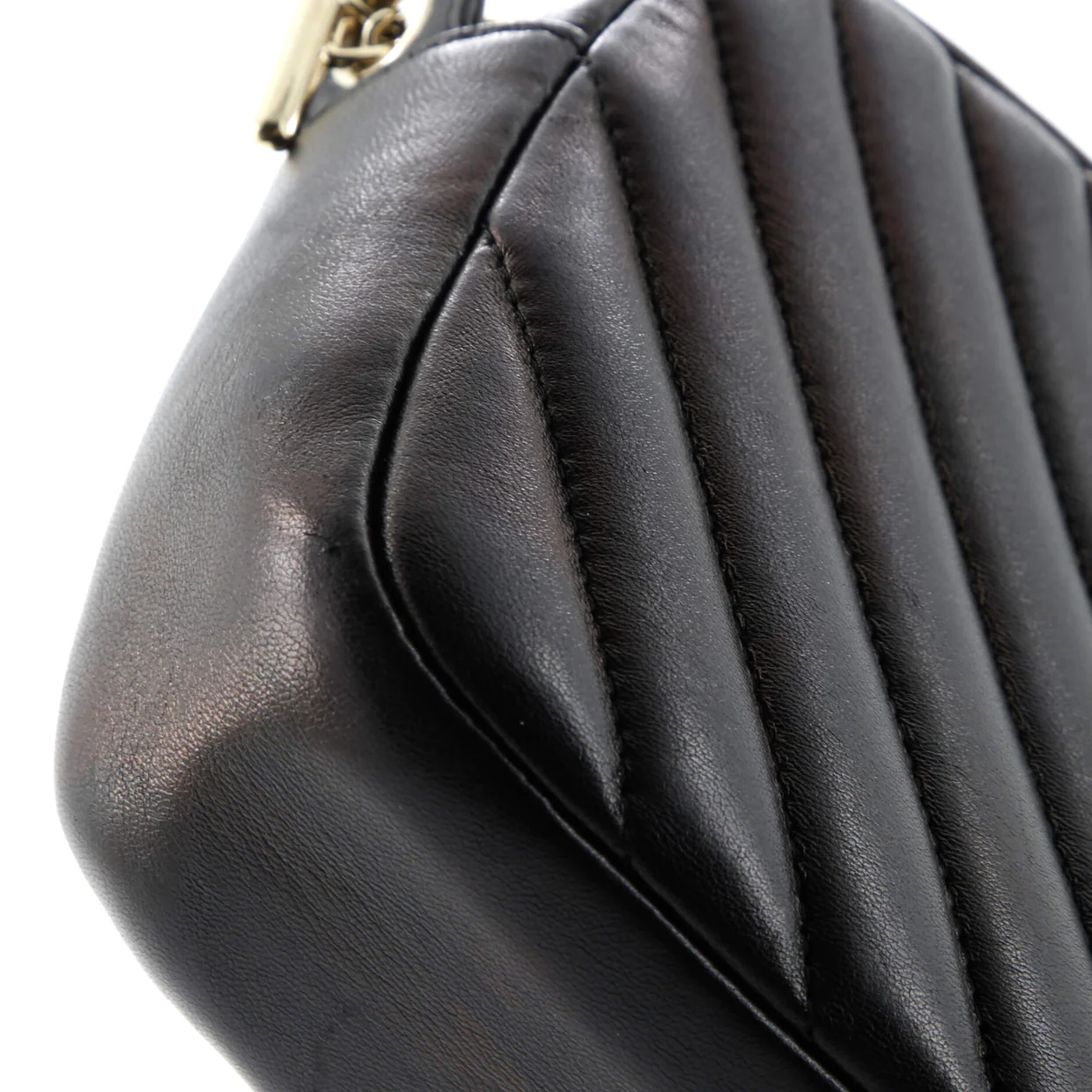 CC Camera Case with Chain Chevron Lambskin Small - Deep Luxury