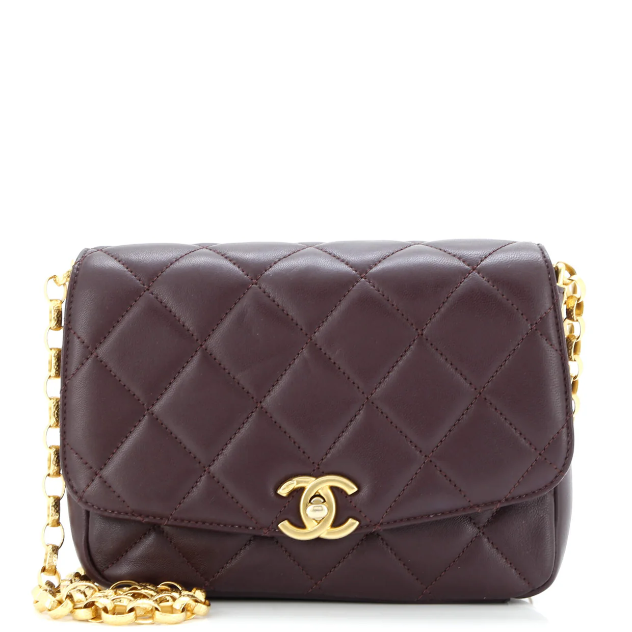 CC Coin Chain Flap Bag Quilted Lambskin Medium - Deep Luxury