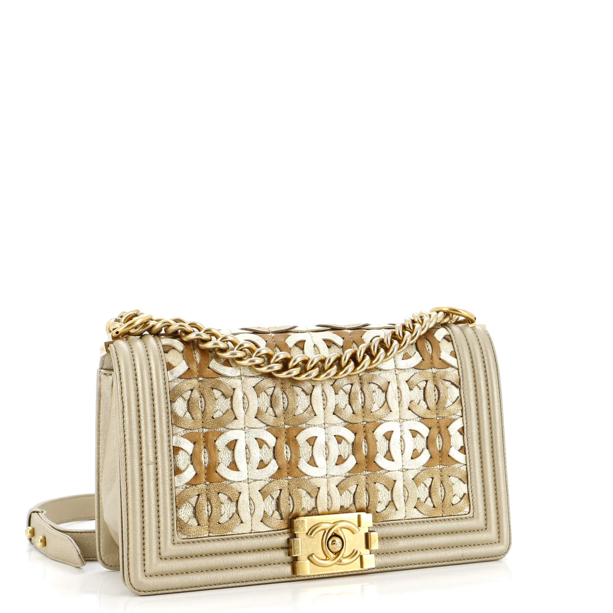 Boy Flap Bag Woven Leather Old Medium - Deep Luxury