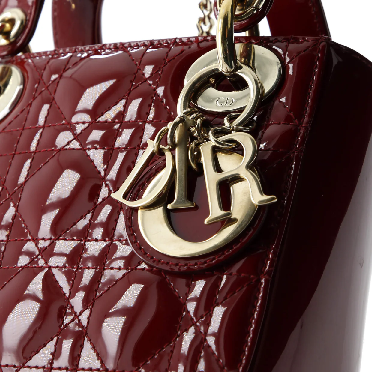 Lady Dior Chain Bag Cannage Quilt Patent Mini - Deep Luxury