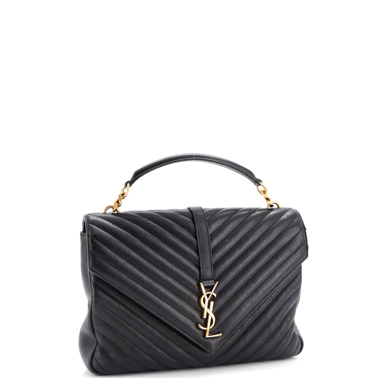 Classic Monogram College Bag Matelasse Chevron Leather Large - Deep Luxury