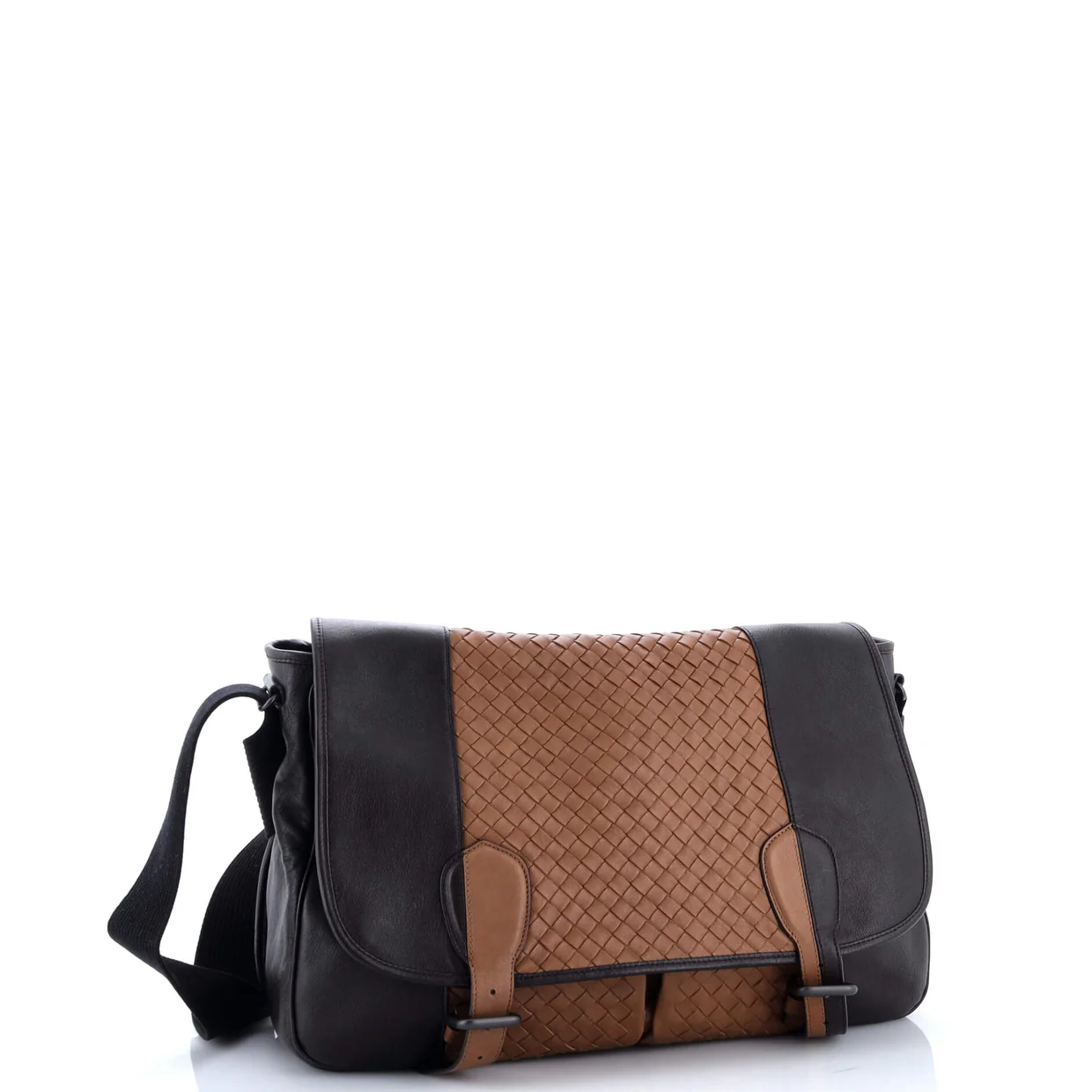 Gardena Messenger Bag Cervo with Intrecciato Detail Large - Deep Luxury