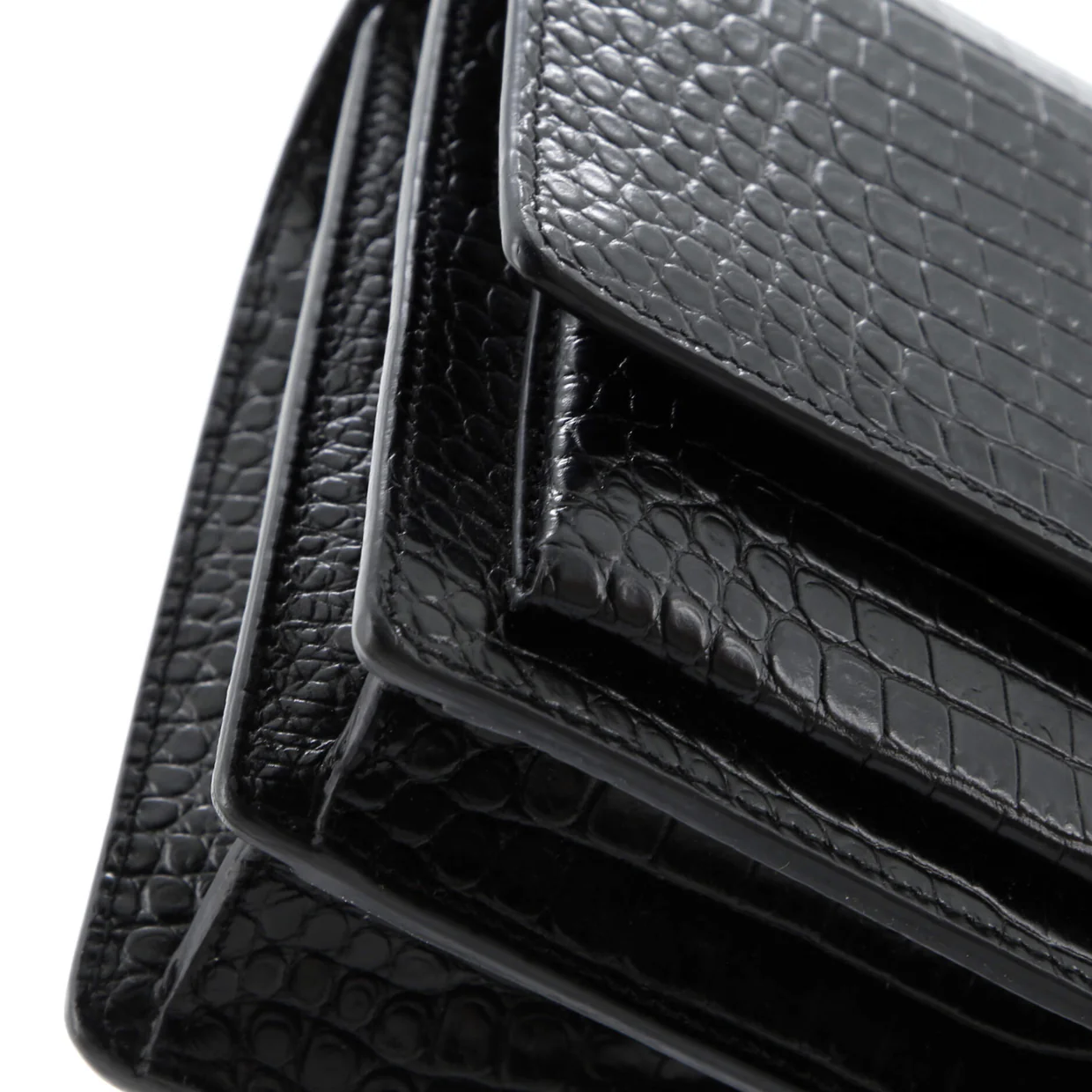 Sunset Crossbody Bag Crocodile Embossed Leather Medium - Deep Luxury