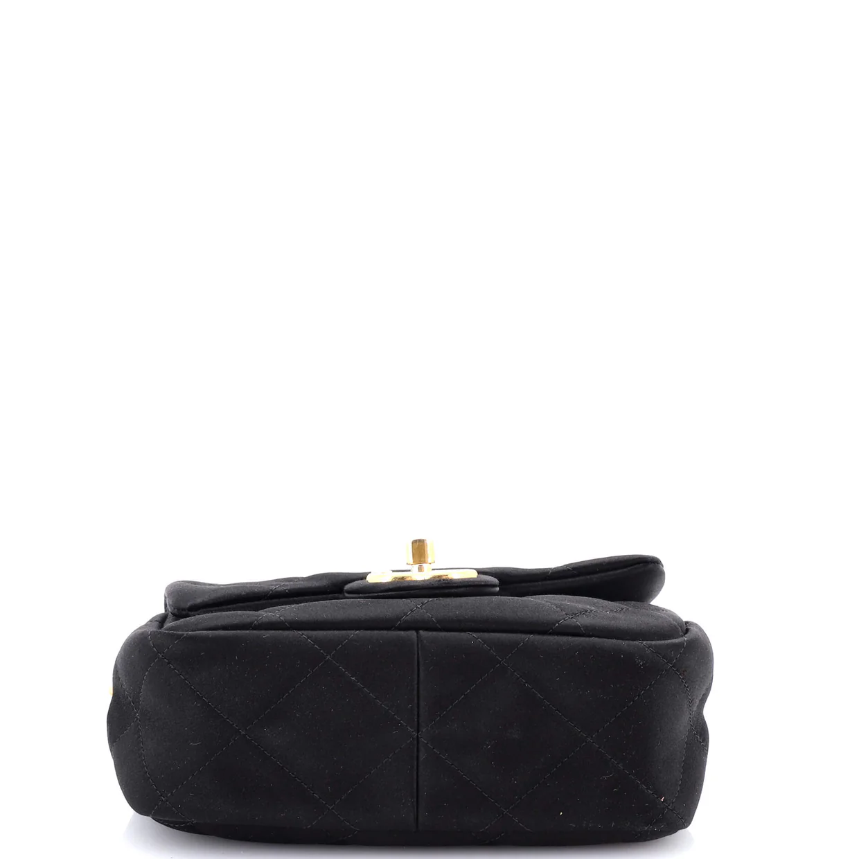 Oval Logo Chain Handle Flap Bag Quilted Satin with Crystals Mini - Deep Luxury