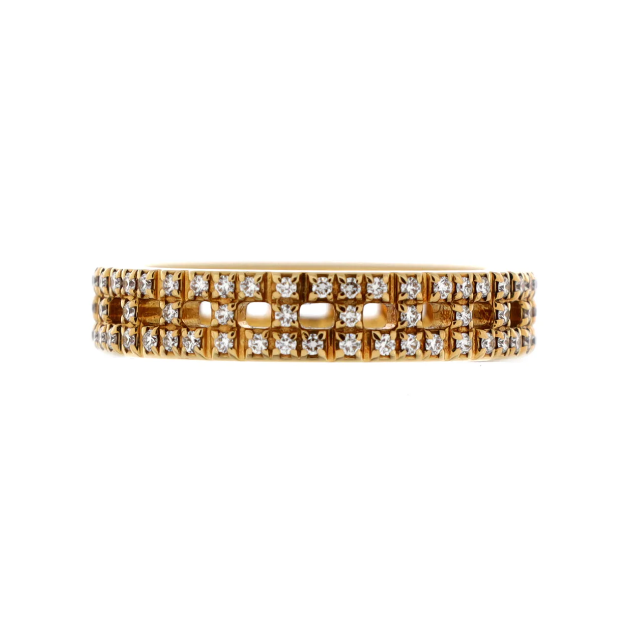 T True Ring 18K Yellow Gold with Pave Diamonds Narrow - Deep Luxury
