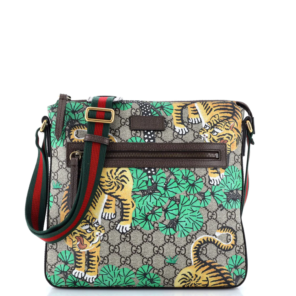 Front Zip Messenger Bengal Print GG Coated Canvas Medium - Deep Luxury