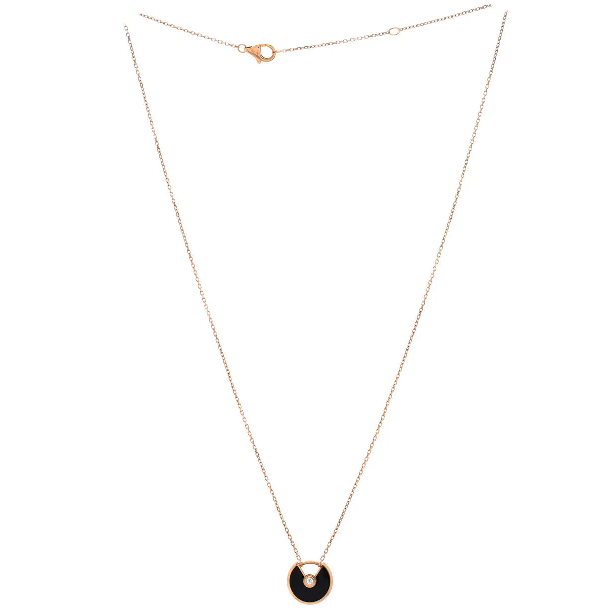 Amulette de Cartier Pendant Necklace 18K Rose Gold with Onyx and Diamond XS - Deep Luxury