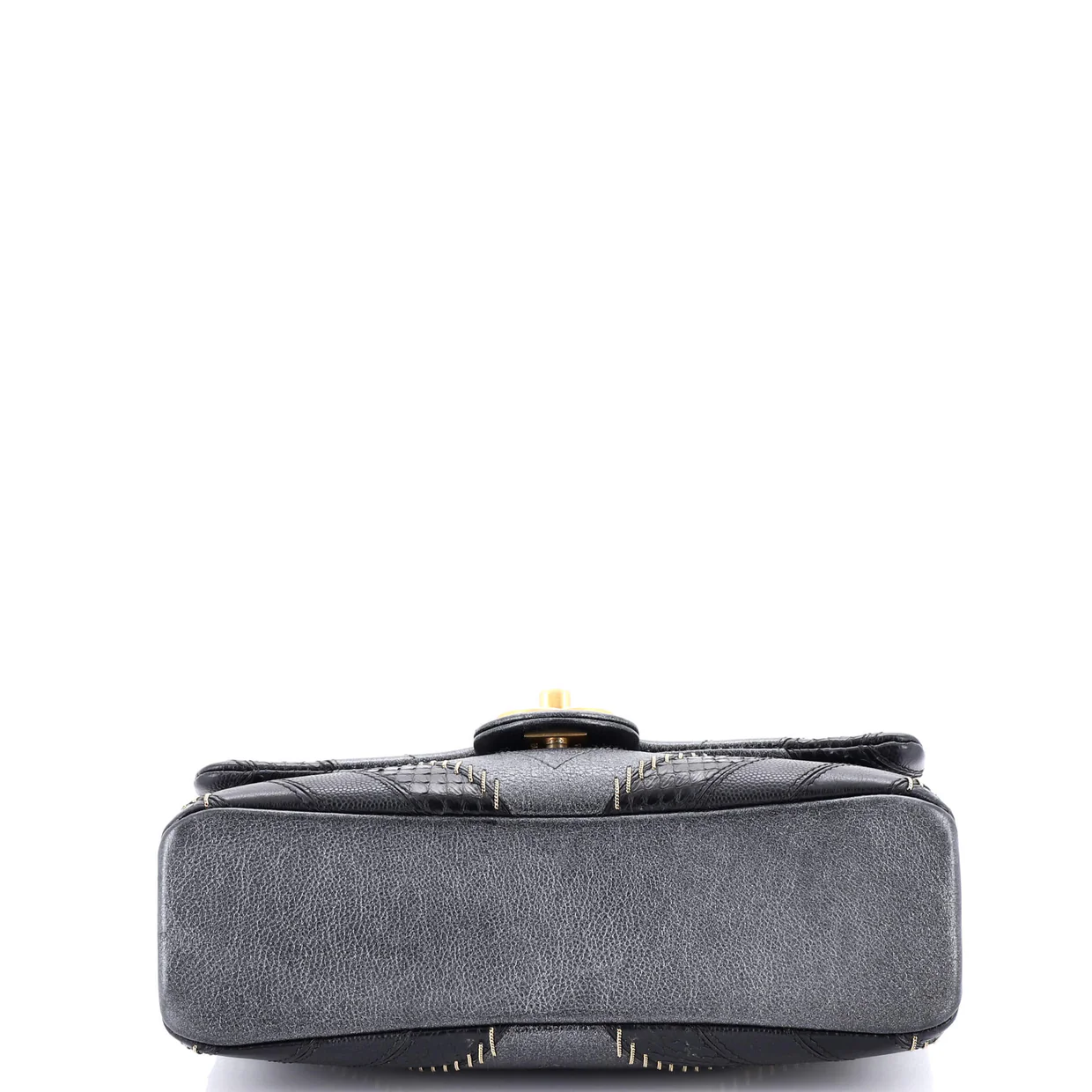 Cuba CC Flap Bag Whipstitch Chevron Leather and Python Medium - Deep Luxury