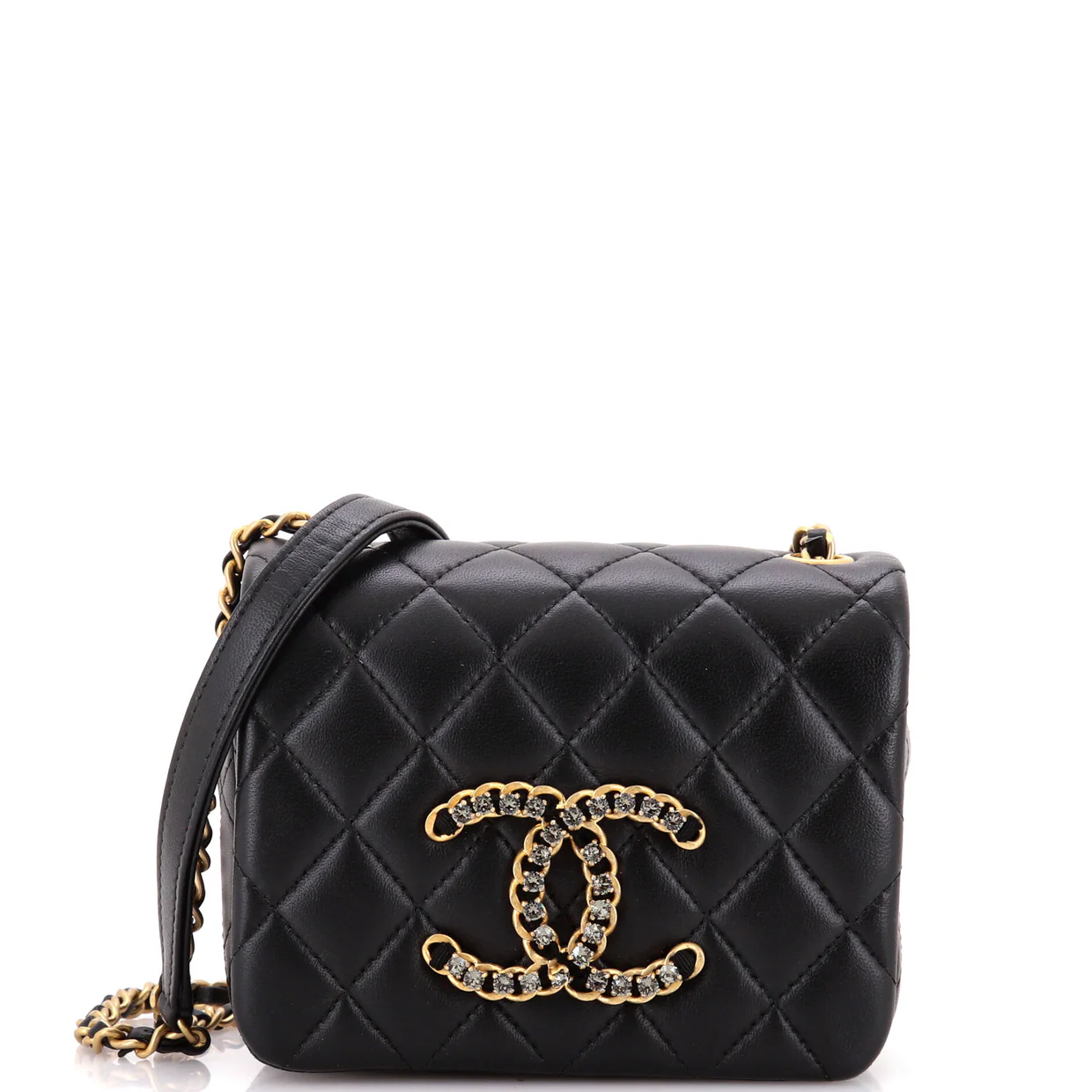 Crystal CC Full Flap Bag Quilted Lambskin Mini - Deep Luxury