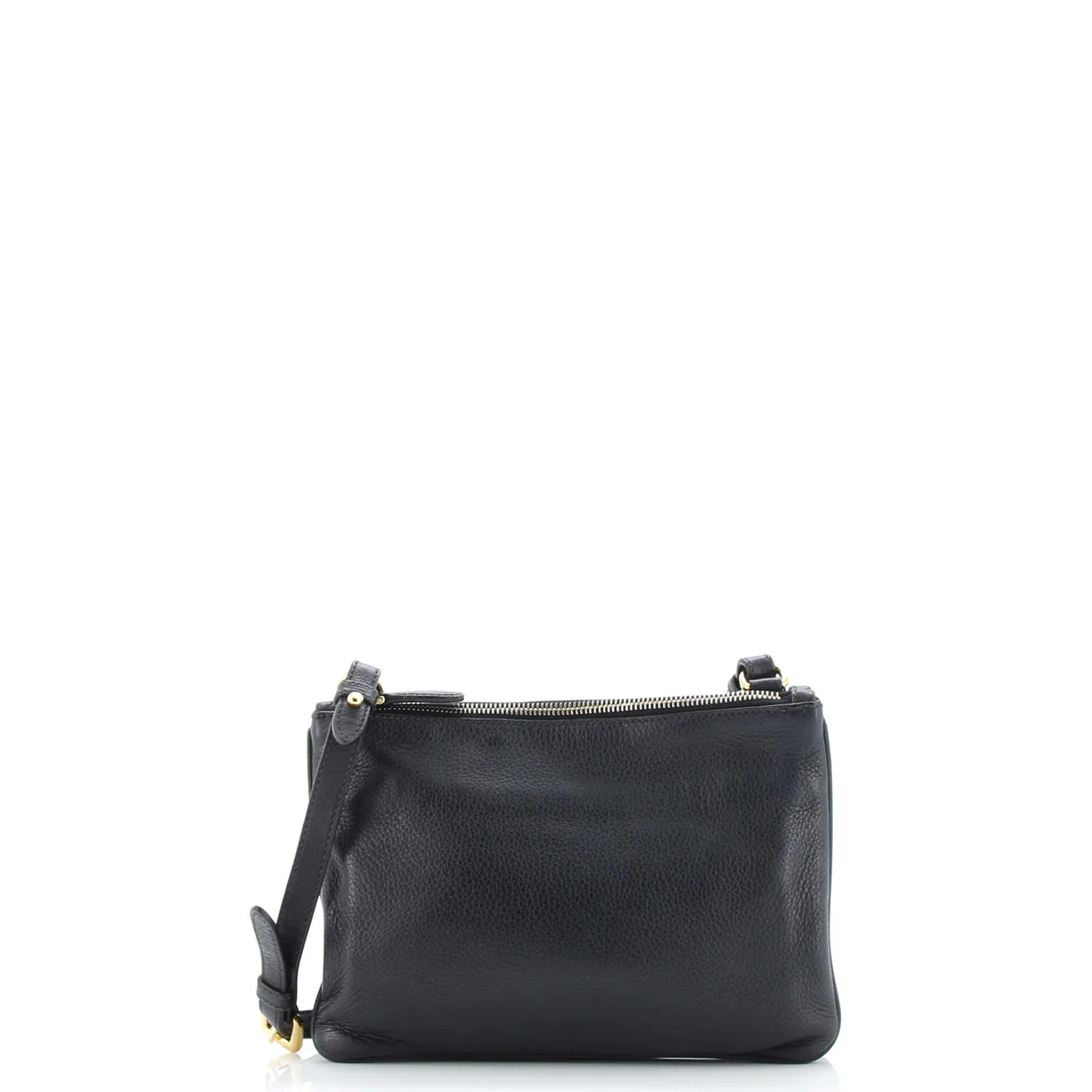 Double Zip Crossbody Bag Vitello Daino Small - Deep Luxury