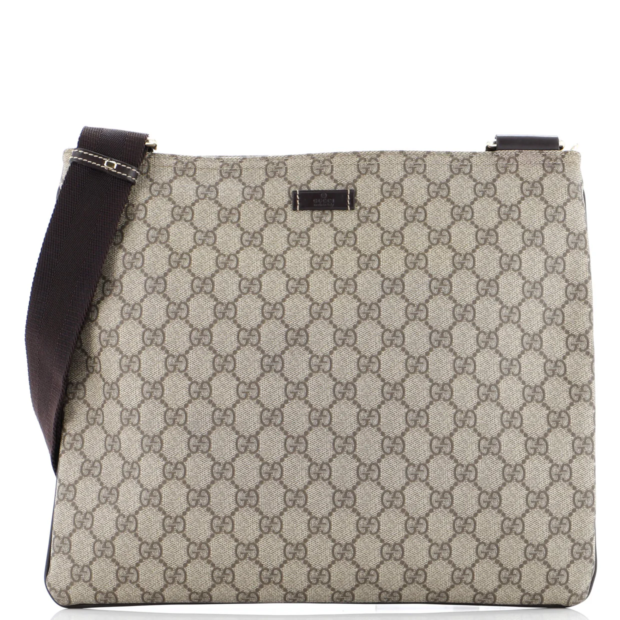 Zip Top Messenger Bag GG Coated Canvas Large - Deep Luxury