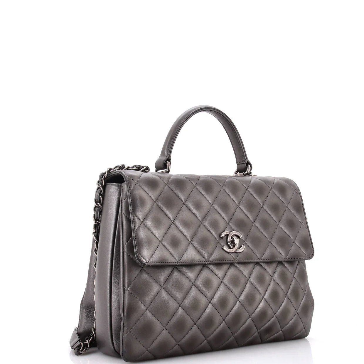 Trendy CC Top Handle Bag Quilted Lambskin Large - Deep Luxury