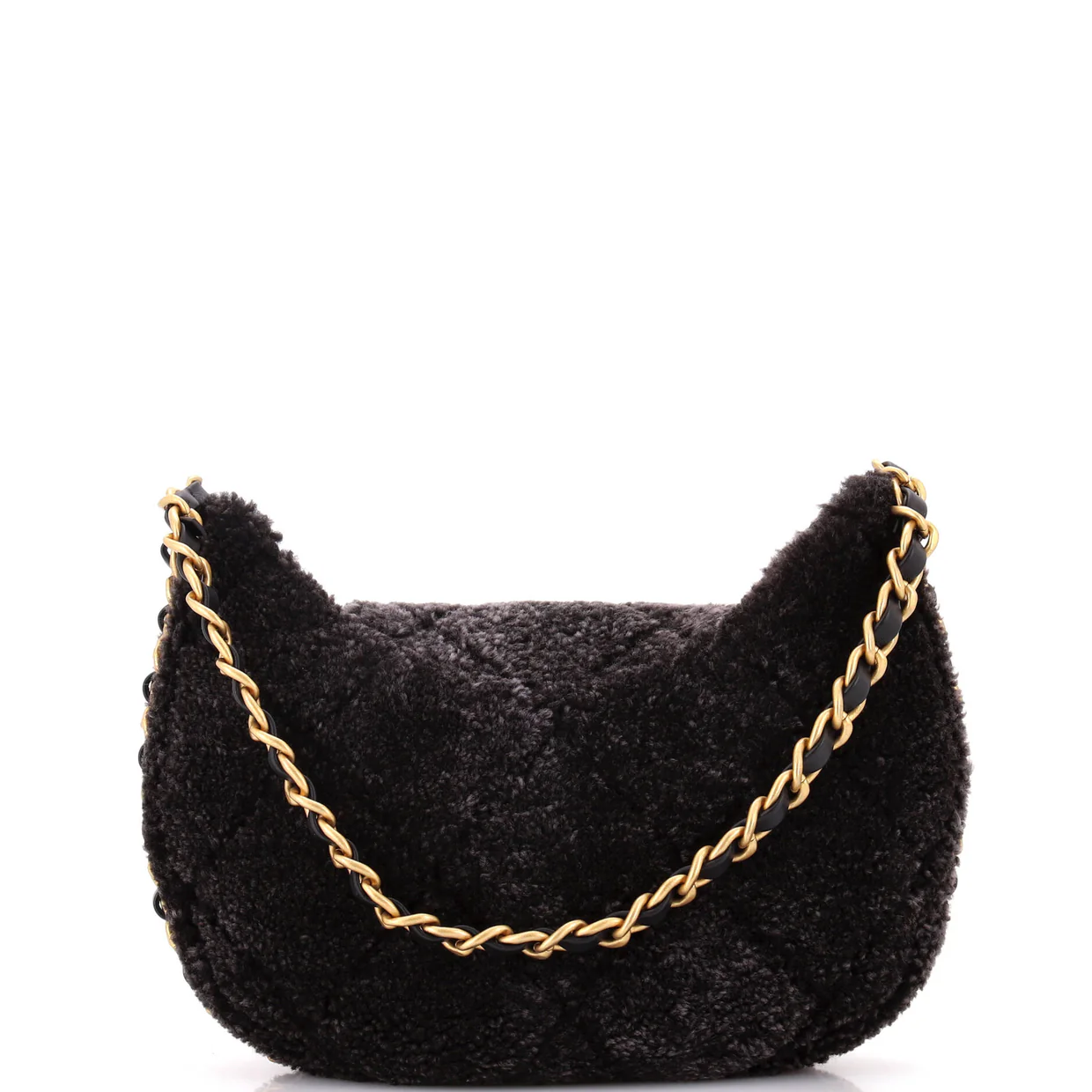 CC Flap Chain Around Hobo Quilted Shearling - Deep Luxury