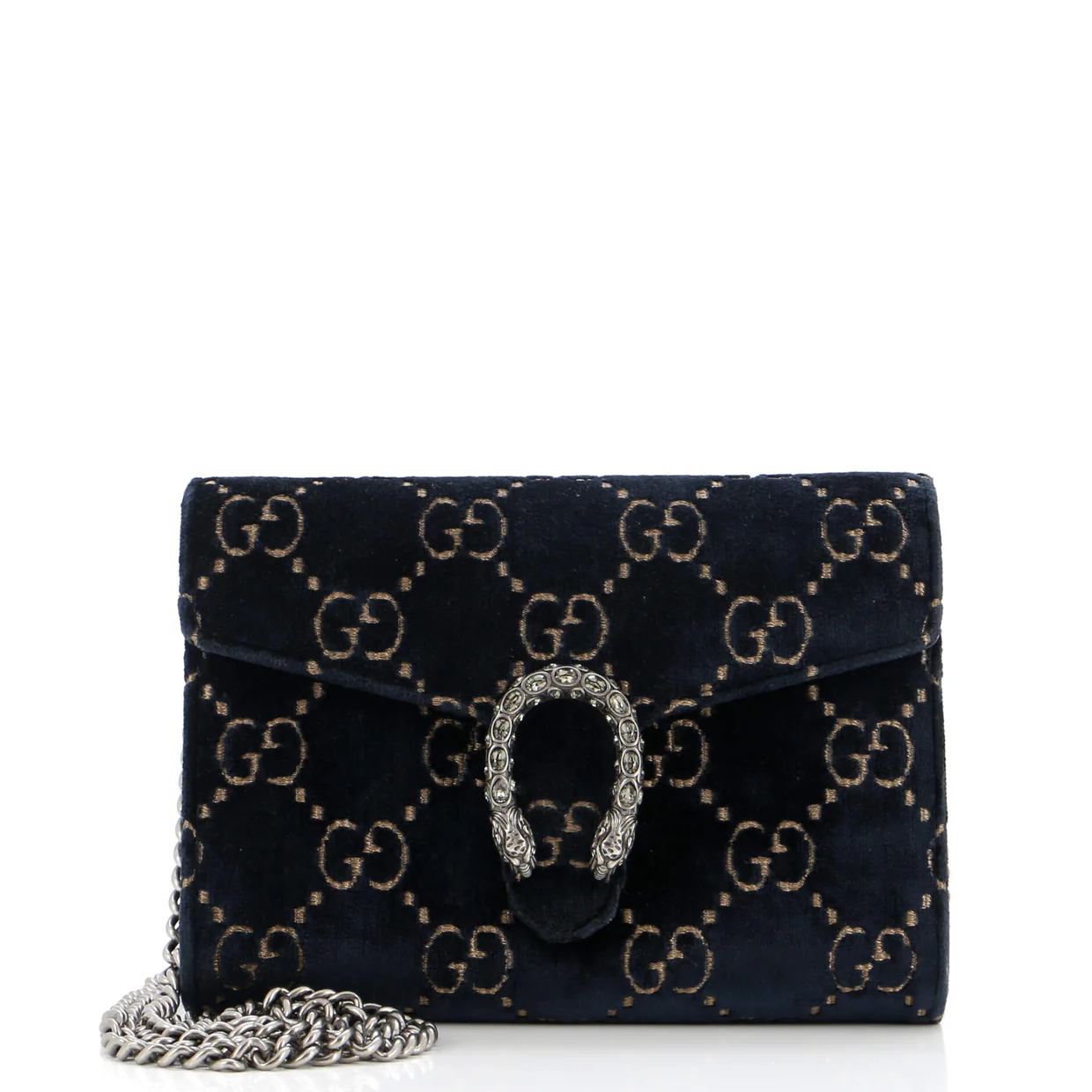 Dionysus Chain Wallet GG Velvet Small - Deep Luxury