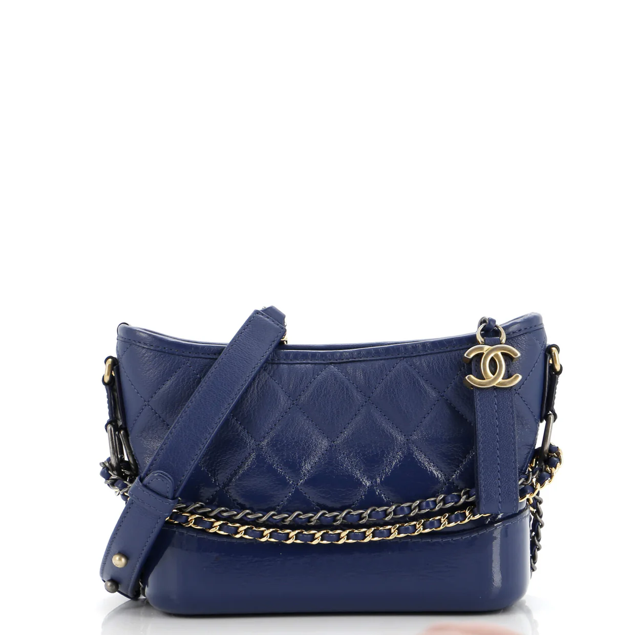 Gabrielle Hobo Quilted Goatskin and Patent Small - Deep Luxury