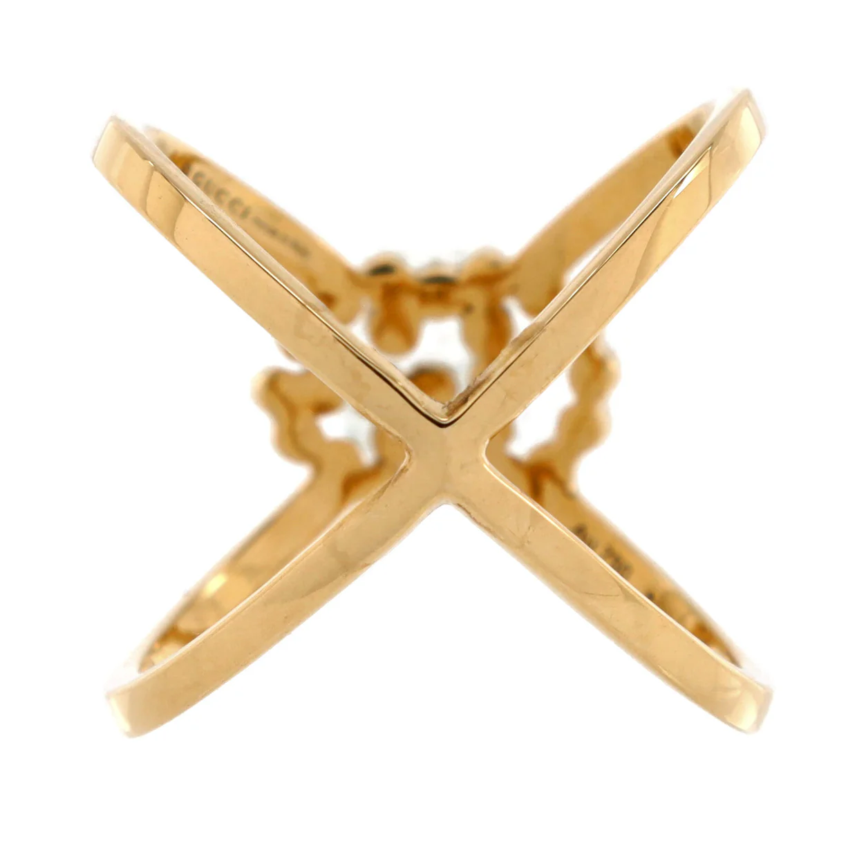 GG Running Cross Ring 18K Yellow Gold with Diamonds - Deep Luxury