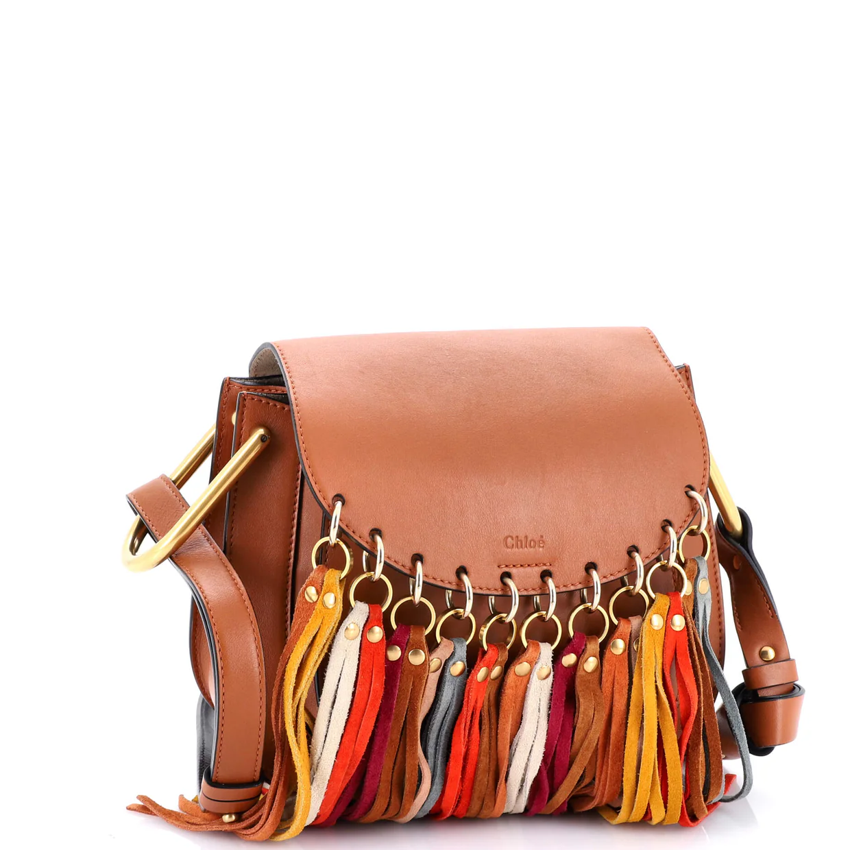 Multicolor Fringe Hudson Bag Leather Small - Deep Luxury