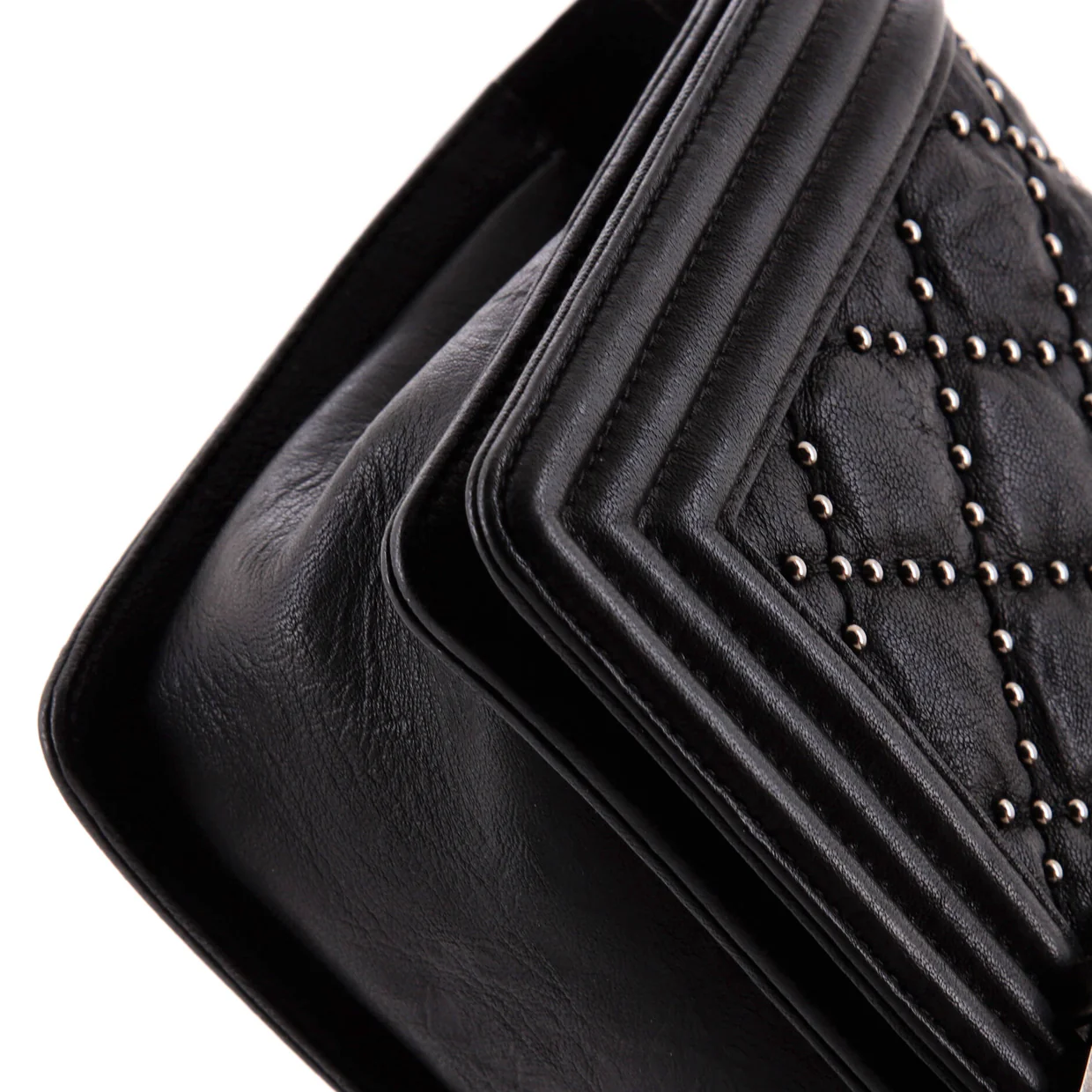 Boy Flap Bag Studded Quilted Distressed Calfskin Old Medium - Deep Luxury