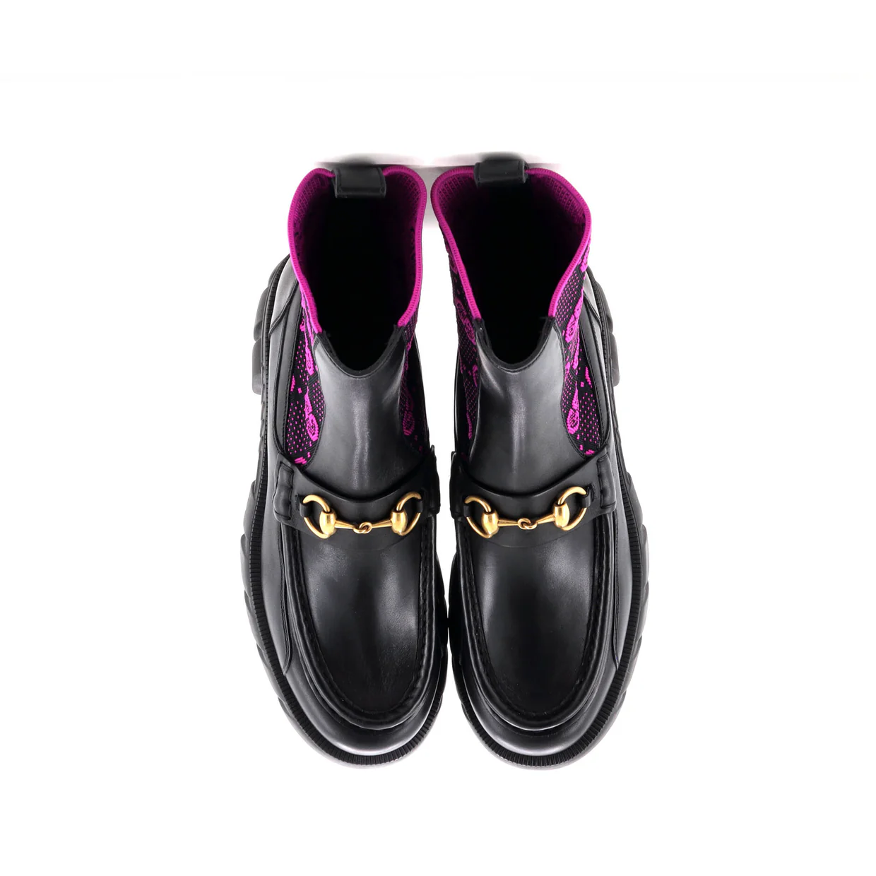 Women's Quebec Horsebit Chelsea Boots Leather with GG Elastic - Deep Luxury