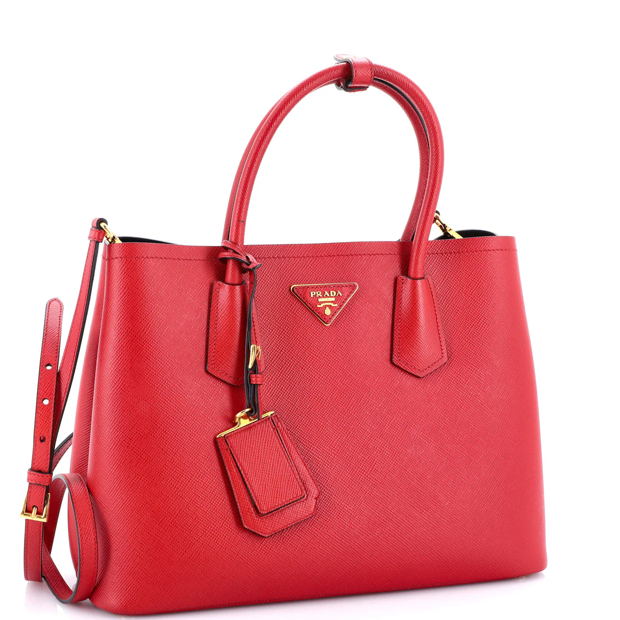 Cuir Double Tote Saffiano Leather Medium - Deep Luxury