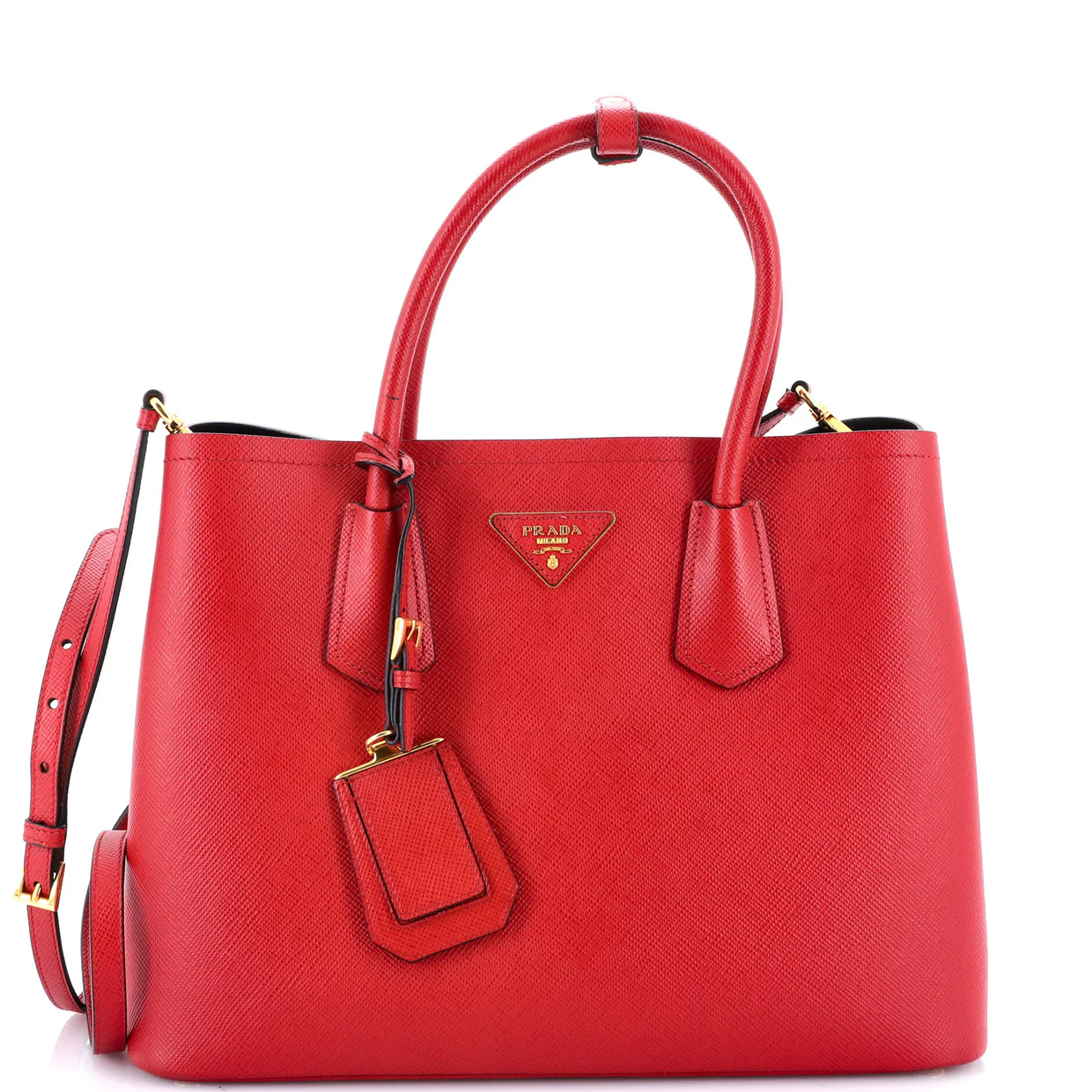 Cuir Double Tote Saffiano Leather Medium - Deep Luxury