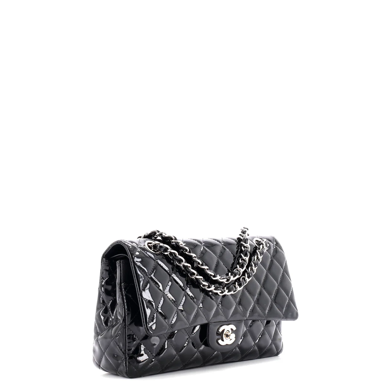 Classic Double Flap Bag Quilted Patent Medium - Deep Luxury