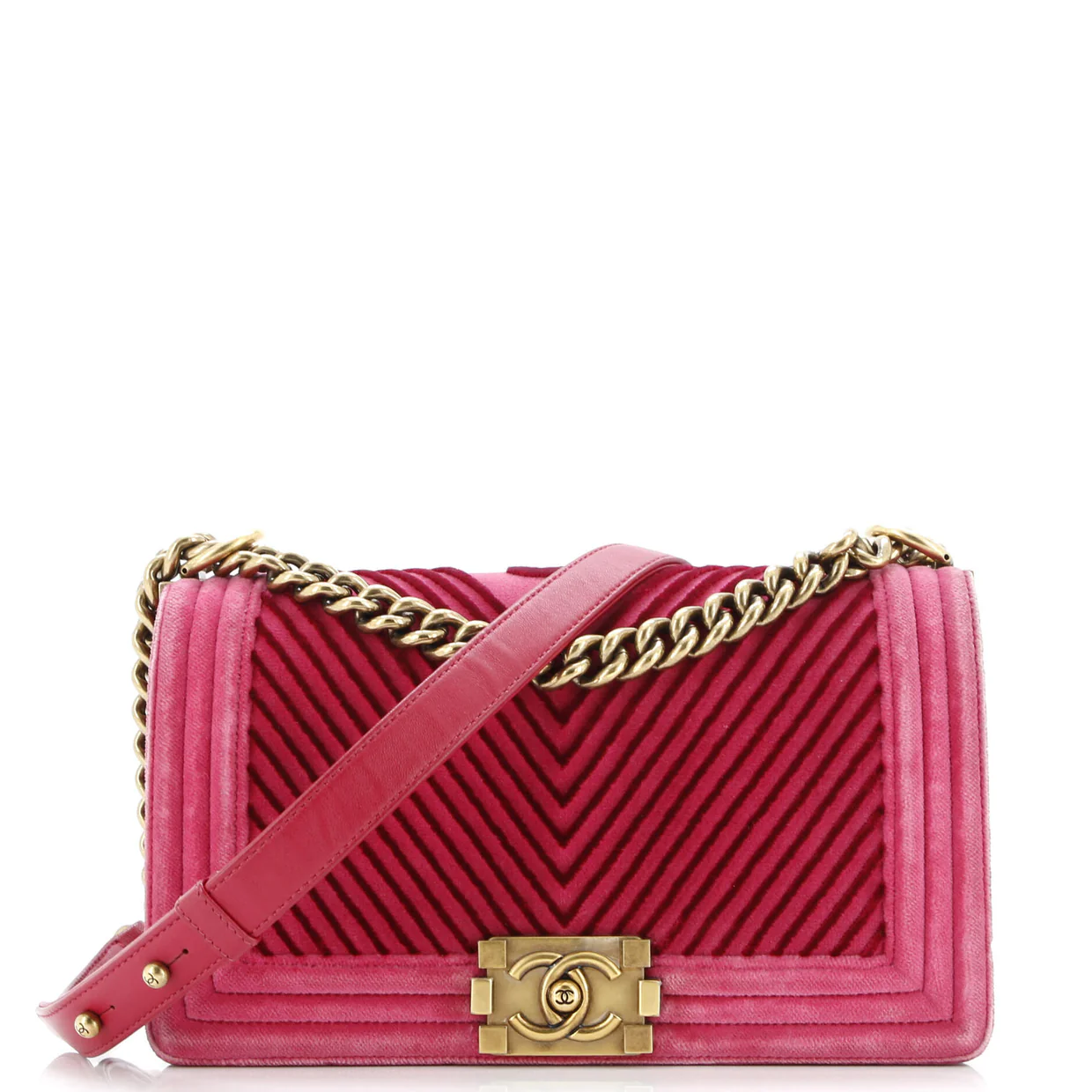 Boy Flap Bag Chevron Velvet Old Medium - Deep Luxury