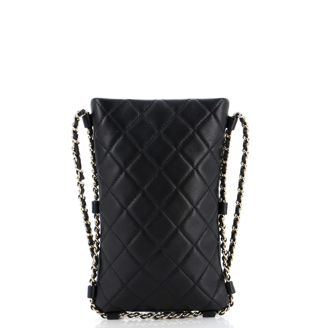 Chain Around Flat Phone Holder Crossbody Quilted Lambskin - Deep Luxury