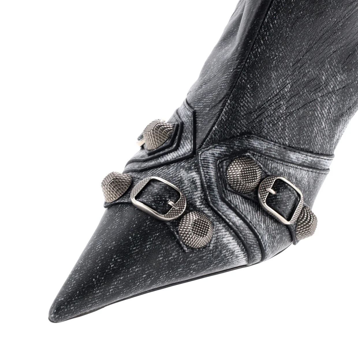 Women's Cagole Knee High Boots Printed Studded Leather 90 - Deep Luxury