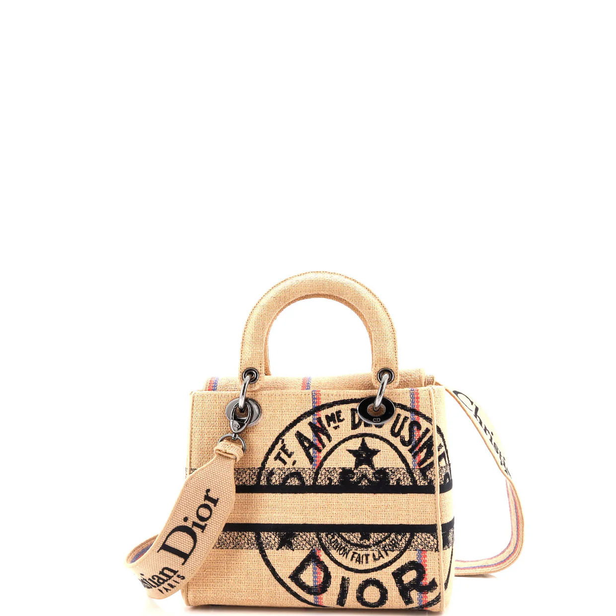 Lady D-Lite Bag Cannage Embroidered Raffia Medium - Deep Luxury
