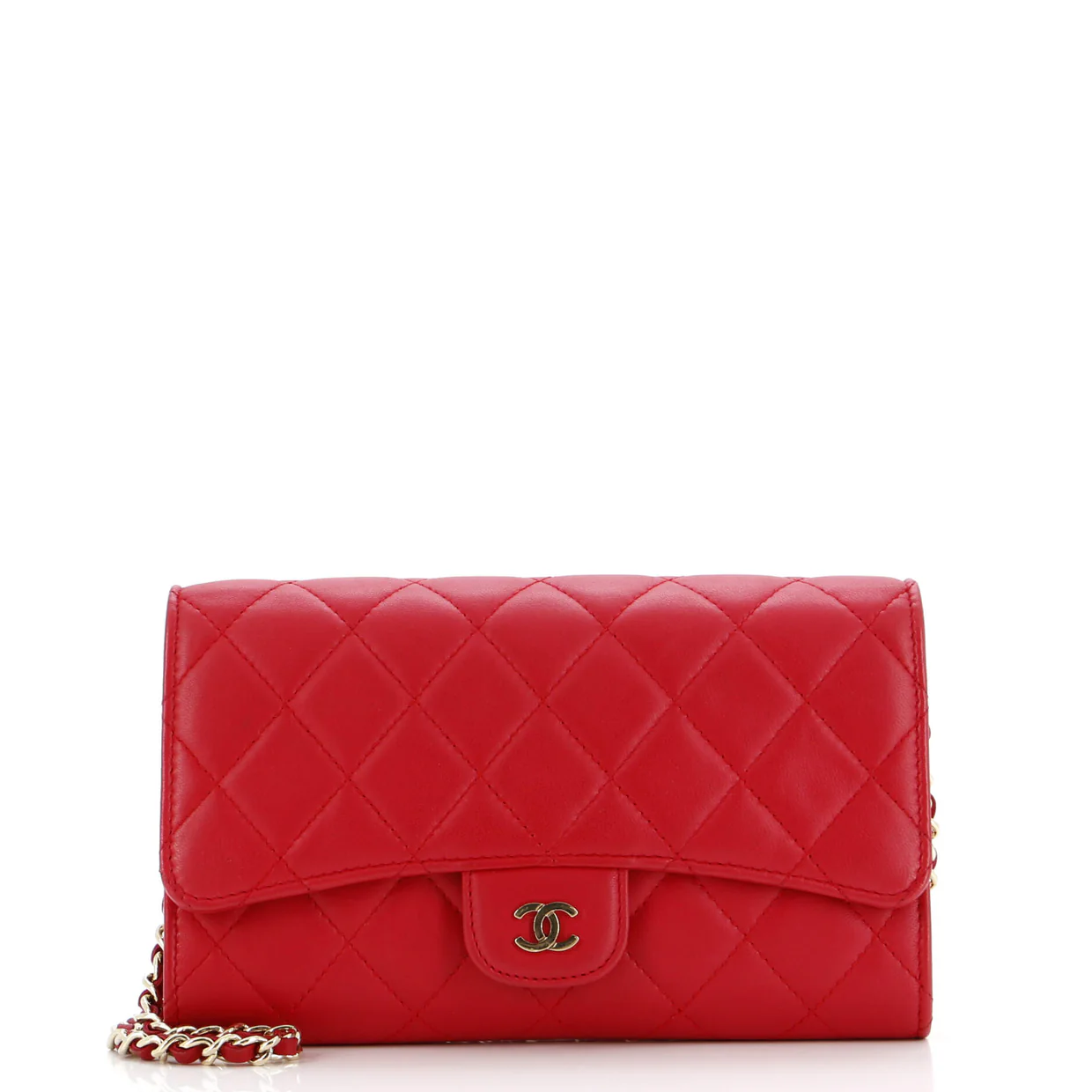 Wallet on Short Chain Quilted Lambskin - Deep Luxury