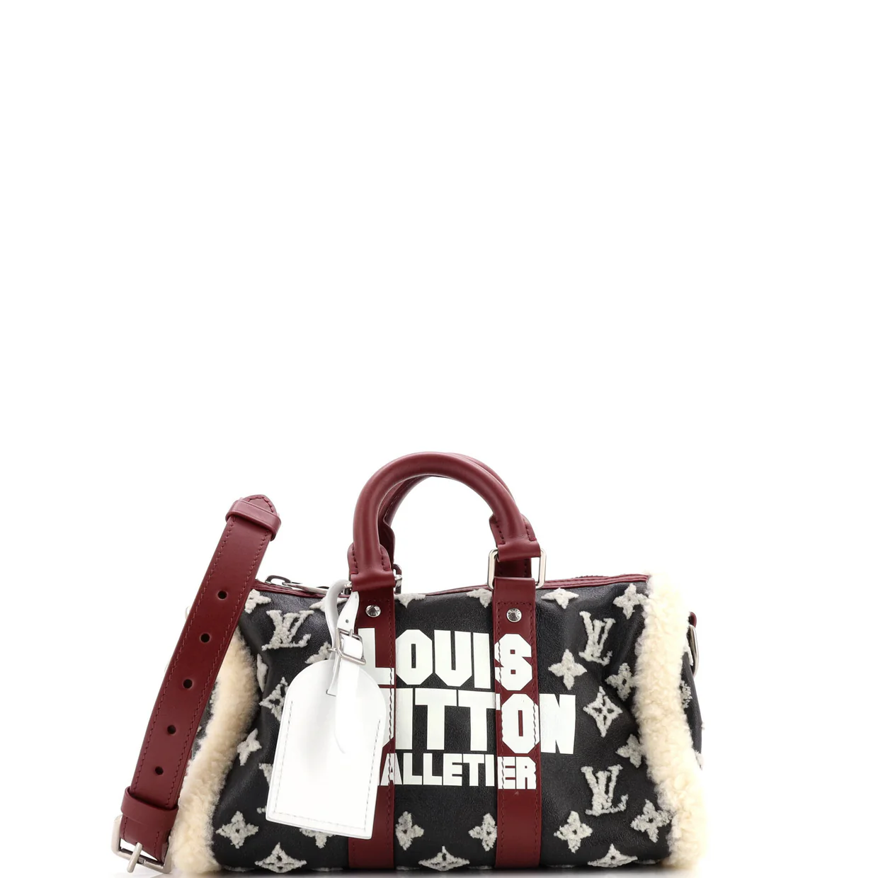 Shearling Keepall Bandouliere Bag Malletier Monogram Leather 25 - Deep Luxury