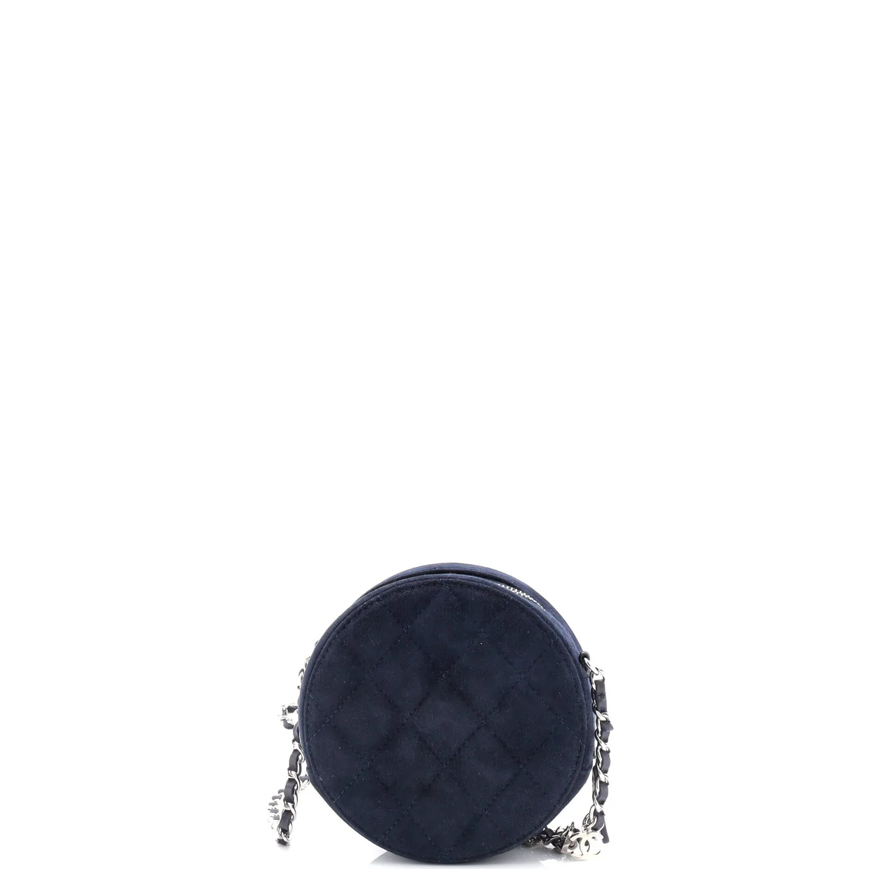 Star Round Clutch with Chain Quilted Suede with Crystal Embellished Charms - Deep Luxury